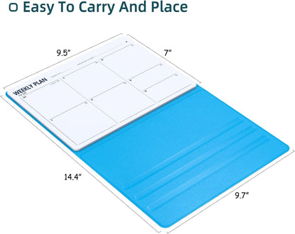 Magnetic Weekly Dry Erase Board,Portable Weekly Planner Whiteboard,Desktop Weekly Calendar White Board,to do List White Board 9.5"x7" Schedule Board Message Board for Office Home School (Black)