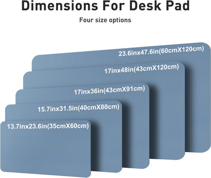 Aothia Leather Desk Pad Protector, Mouse Pad, Office Desk Mat, Non-Slip PU Leather Desk Blotter, Laptop Desk Pad, Waterproof Desk Writing Pad for Office and Home(Dark Blue,31.5" x 15.7") - Colors A