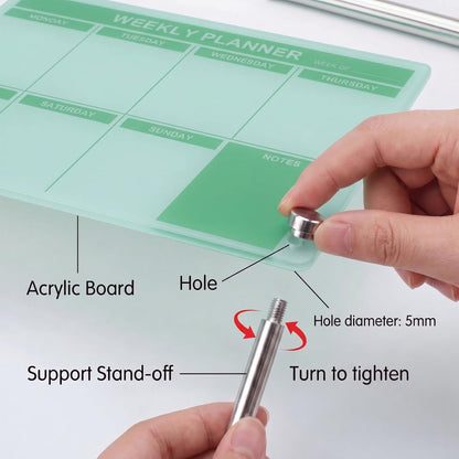Desktop Acrylic Weekly Planner Board Acrylic Calendar Dry Erase Board with Stand to Do List Planner Boards with Daily Schedule and Markers for Family Home Office(Sage Green)