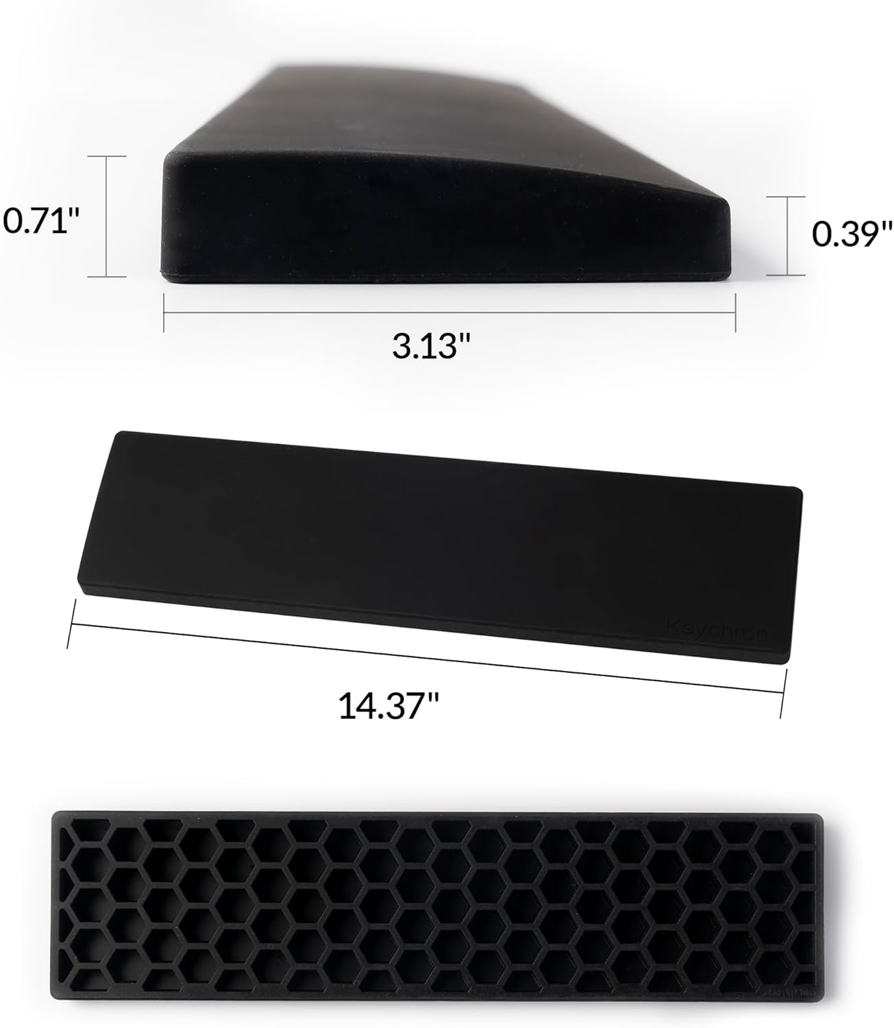 Ergonomic Silicone Wrist Rest for Keychron Q3 / Q3 Max / V3 / V3 Max / C3 Pro,14.37" Honeycomb Non-Slip Palm Rest, 80% TKL Mechanical Keyboards with Typing Pain Relief
