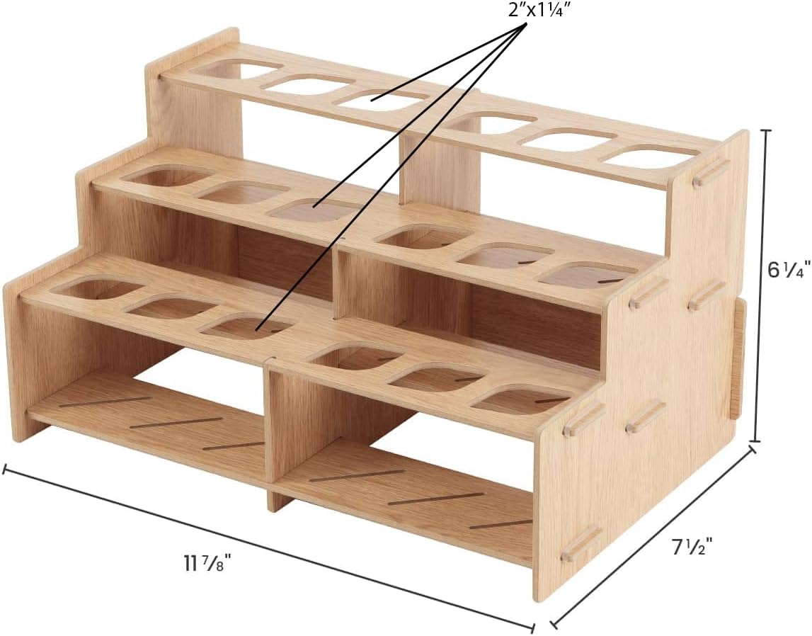HG Art Concepts Mezzo Artist Drawing Rack - Wood Grain Laminate Multi Layer Desk Stand Professional Storage Display Organizer for Pens, Pencils, Drafting and all other Drawing Tools