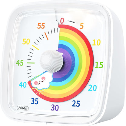 Yunbaoit Visual Timer with Night Light, 60-Minute Countdown Timer for Kids and Adults, Silent Classroom Timer, Time Management Tool for Home, School, or Work (Light Blue)