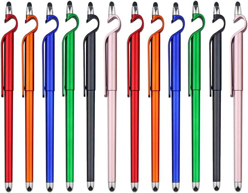 Stylus Pen, SITAKE 12 Pcs Multifunctional 3 in 1 Phone Holder + Capacitive Stylus + Ballpoint Pens, Mobile Phone Stand Stylus Pens for All Touch Screen Device, Phones, Tablet and Computer (Style 2)