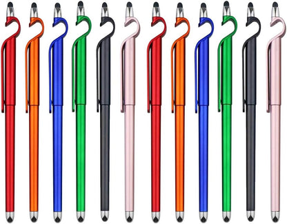 Stylus Pen, SITAKE 12 Pcs Multifunctional 3 in 1 Phone Holder + Capacitive Stylus + Ballpoint Pens, Mobile Phone Stand Stylus Pens for All Touch Screen Device, Phones, Tablet and Computer (Style 2)