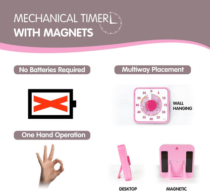 Visual Timer 7.5 inch; 60 Minute 1 Hour Countdown Timer for Kids Classroom Teaching Tool Home Office Meeting, Mechanical Countdown Clock for Exam Time Management Magnetic, Sky Blue with Colorful Disc