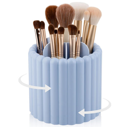 Anyoifax 360 Rotating Makeup Brush Holder 7 Slots Make Up Brush Organizer Removable Spinning Cosmetic Brushes Storage Pen Holder for Vanity, Dresser, Desk, White
