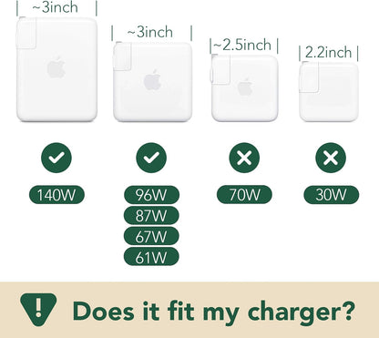 [2-Pack] Most Compact MacBook Cable Organizer – Travel Cord Reel for 61/67/87/96/140W Apple Chargers | Slim Fit, Lightweight & Durable 3D Print with Recyclable Material