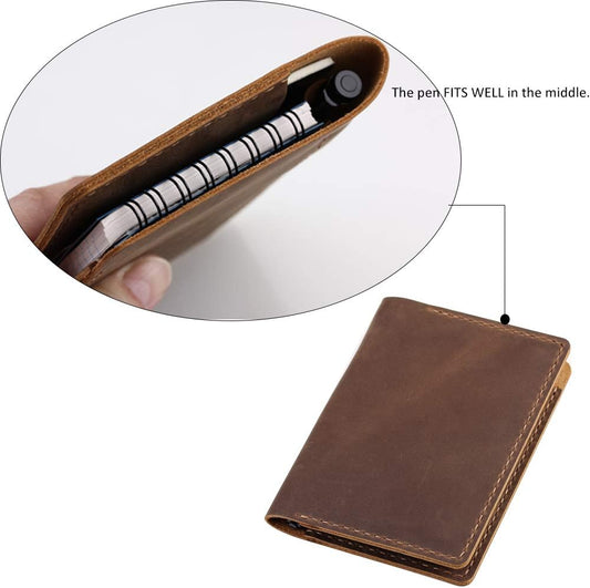 Leather Cover Compatible With Rite in the Rain Top Spiral Notebooks, Handmade Top Bound Notebook Cover For 3" x 5" Writing Pad Holder, Mini Pocket Notepad Holder - COFFEE