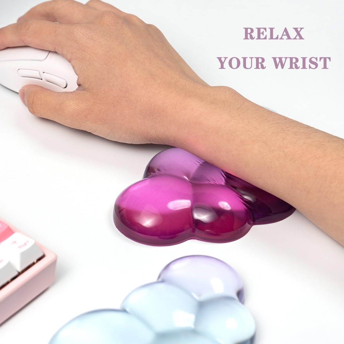 Clear Gel Wrist Rest for Keyboard and Mouse, Green Silicone Mouse Wrist Rest Set, Cute Ergonomic Wrist Rest for Keyboard 60%/75%(Green)