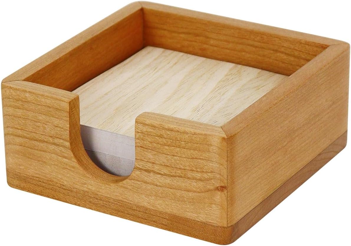 MultiBey Walnut Wood Sticky Notes Holder for Desk, 4x6 Inch Self -Sticky Note Memo Holder, Wooden Sticky Note Dispenser Office Desk Organizer for Dorm Room Office Home School (S)