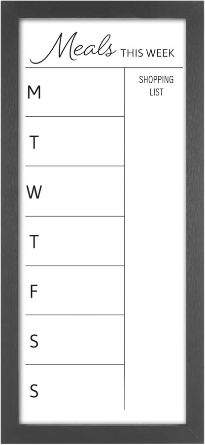 MCS Dry Erase Weekly Planner 11x24 Walnut Framed Calander Whiteboard for Wall, Plan Your Week with Family Weekly Planner for Dinners, Sports, Events & More