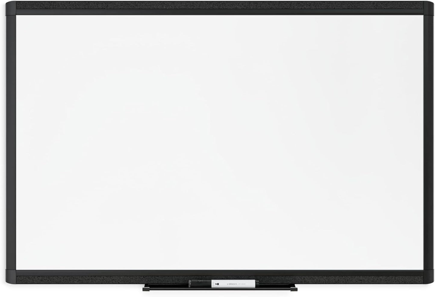 U Brands Framed Magnetic Weekly Calendar Dry Erase White Board, Office Supplies, Black Frame, with Marker, Magnet, 11” x 18”