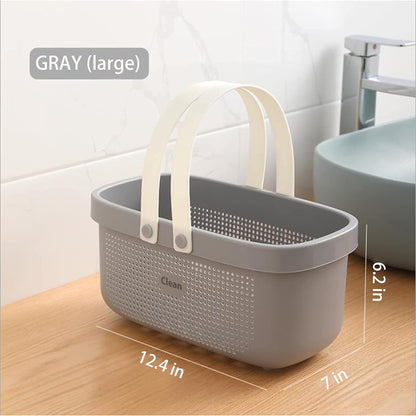 JiatuA Plastic Storage Basket with Handle Portable Shower Caddy Tote Organizer Basket Bin for Bathroom Kitchen Dorm Room Bedroom, Green