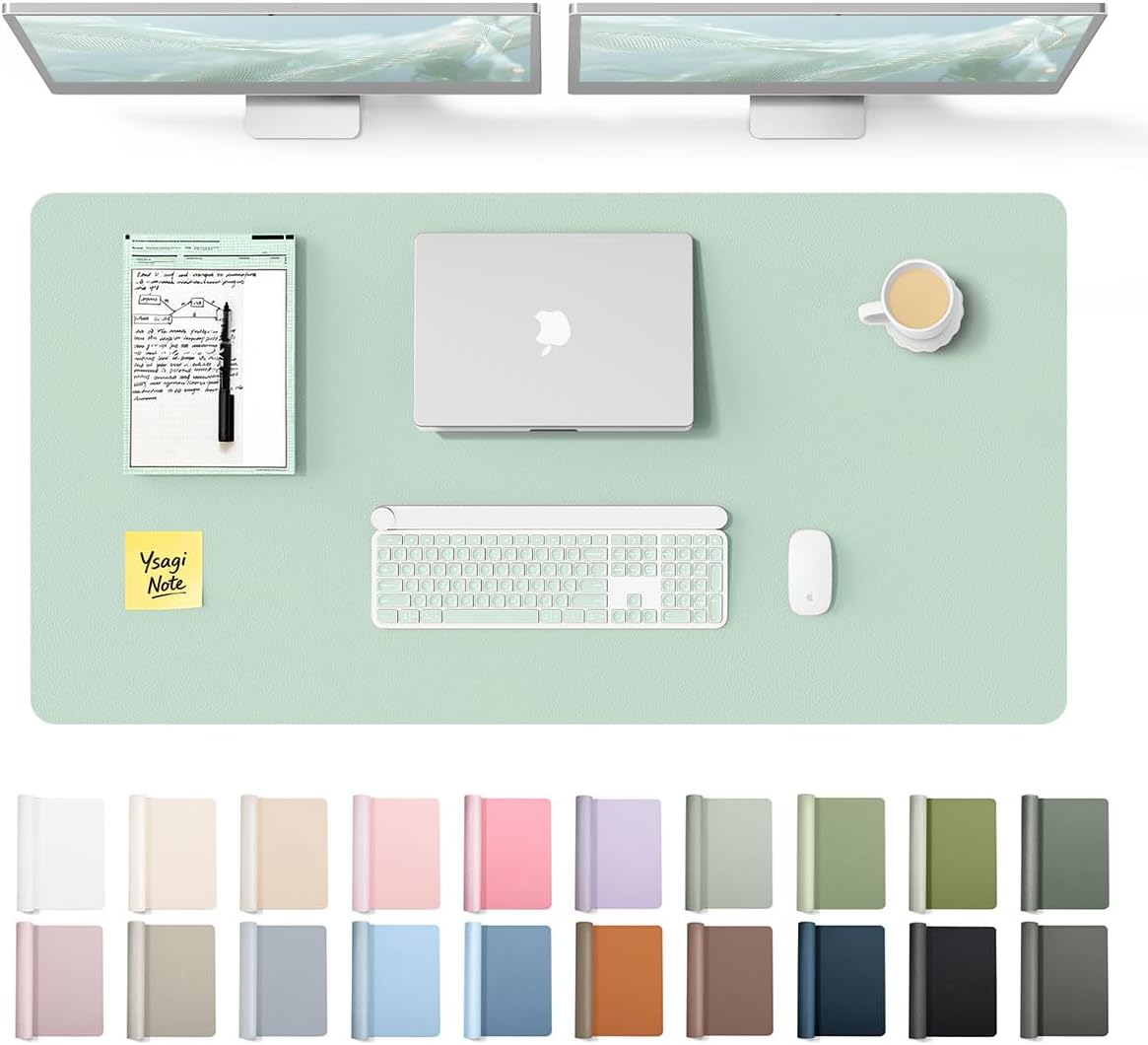 YSAGi Leather Desk Pad Protector, Large Mouse Pad, Non-Slip PU Leather Desk Blotter, Waterproof Writing Pad for Office and Home (31.5" x 15.8", Eggshell) - Colors A