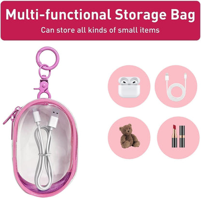Linsaner 1|2|4 Pack Available Storage Bag for Organizing Data Cables, Earphone, Chargers, Keys, Change, Blind Box Doll Transparent Display Bag, Tech Pouch (Black, 1 Pack)