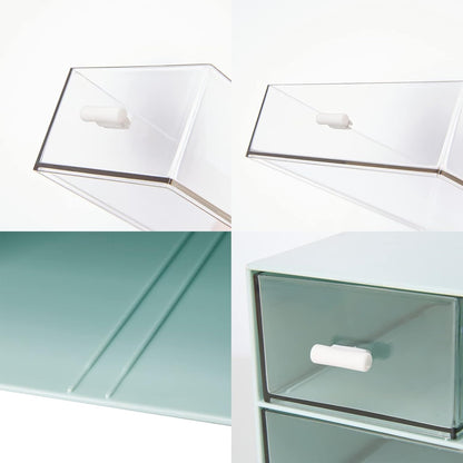 Desk Organizer with 4 Drawers, Clear Plastic Desk Storage Box, Desktop Organization for Office Supplies, Gel Pens, Pencils, Markers, Tape, Erasers, Paperclips, Chargers (White-4 Draws)