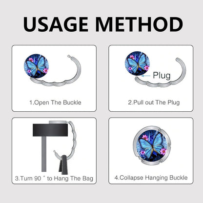 Foldable Purse Hook for Table, Purse Hanger for Table, Desk Bag Hook, Desk Purse Hook, Purse Holder for Table - Compact Portable Multi-Use Design, Aluminum Alloy Handbag Hanger, 3 Pcs (Style A)
