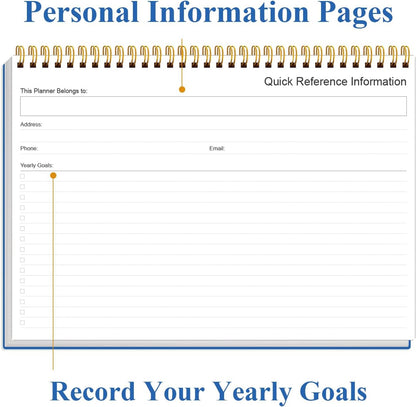 Weekly Productivity Planner - 8" x 11" Dashboard Desk Pad/Planner, Habit Tracker, Spiral Undated Weekly Planner for Office/School/Home, 54 Weeks, Black