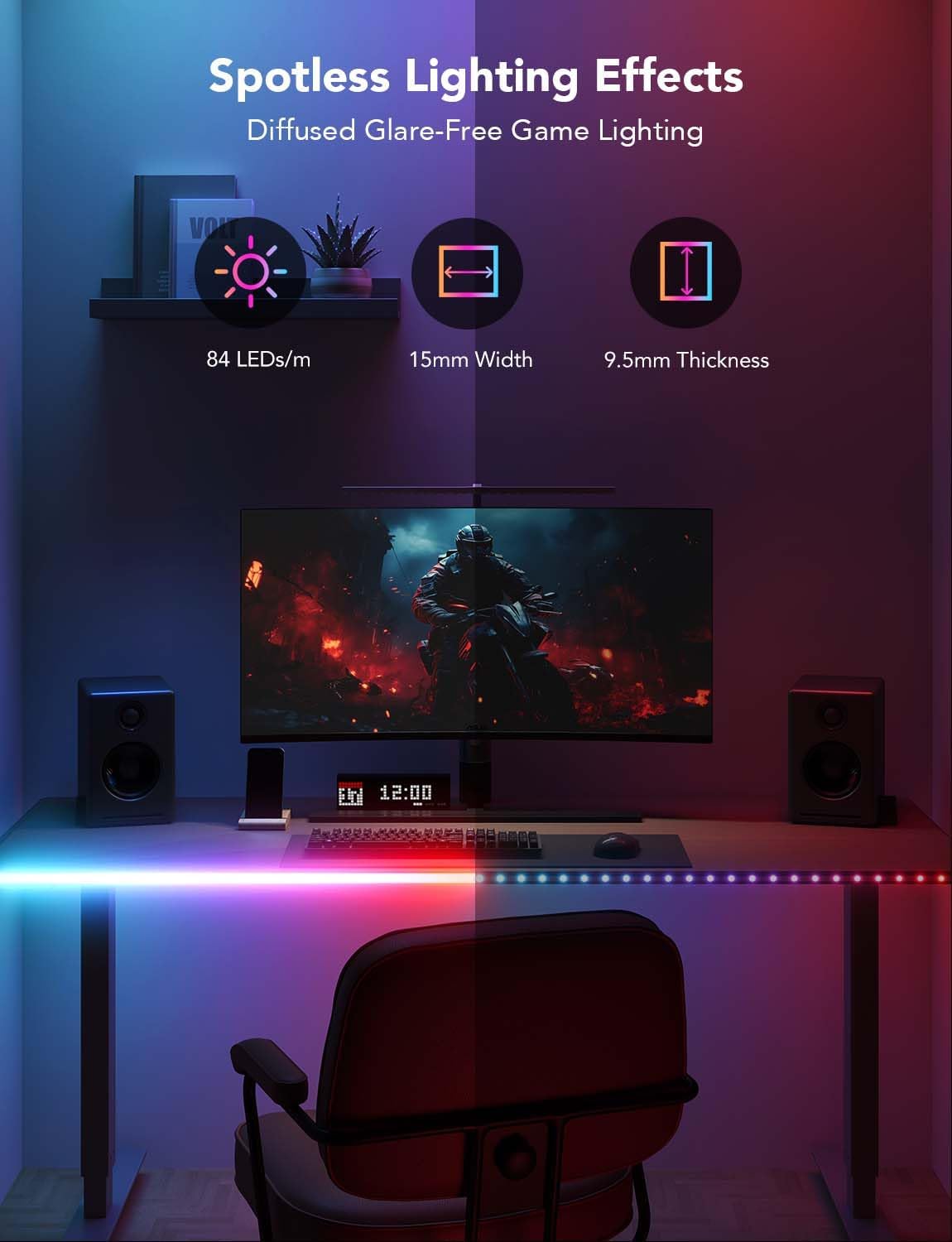 Govee RGBIC Gaming Lights, 10ft Neon Rope Lights Soft Lighting for Gaming Desks, LED Strip Lights Syncing with Razer Chroma, Support Cutting, Smart App Control, Music Sync, Adapter (Only 2.4G Wi-Fi)