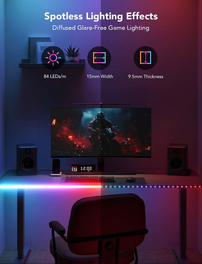 Govee RGBIC Gaming Lights, 10ft Neon Rope Lights Soft Lighting for Gaming Desks, LED Strip Lights Syncing with Razer Chroma, Support Cutting, Smart App Control, Music Sync, Adapter (Only 2.4G Wi-Fi)
