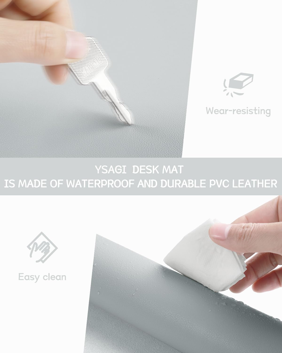 YSAGi Non-Slip Leather Desk Pad, Waterproof Laptop Computer Desk Keyboard Mat, Table Protector Blotter Mat, Large Mouse Pad for Office/Work/Home/Decor(Black, 31.5" x 15.7")