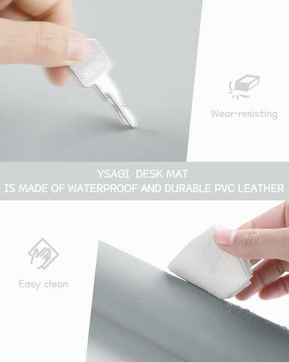 YSAGi Non-Slip Leather Desk Pad, Waterproof Laptop Computer Desk Keyboard Mat, Table Protector Blotter Mat, Large Mouse Pad for Office/Work/Home/Decor(Black, 31.5" x 15.7")
