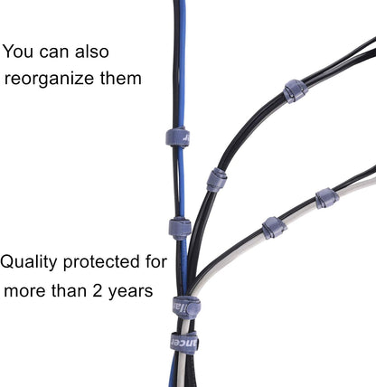 Trilancer Reusable Cable Straps Wire Ties, Pack of 50 Adjustable Cord Fastener Cable Organizer, 8 Inches (Black)