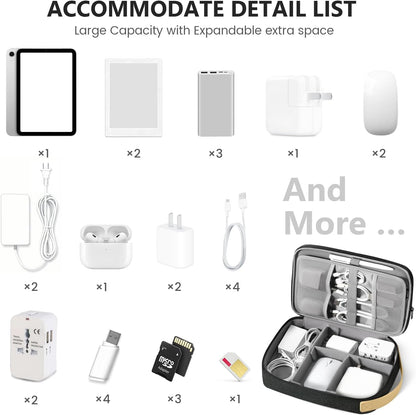 Travelkin Cord Organizer Travel, Electronic Organizer Travel Case, Cable Organizer Bag For Cords,Chargers Phone, Sd Card,Usbs (Black)