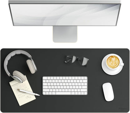 Smead Desk Pad, Vegan Leather Desk Mat with Non-Slip Faux Suede Backing, Perfect Desk Organizer for Office Decor, 31.5” x 15.7” Medium, Sandstone (64831)