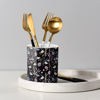 Pen Holder, Pencil Holder for Desk, Marble Desk Organizer Cute, Durable Ceramic Pencil Cup, Decorative Makeup Brush Holder Cup, Stationery Holder for Office, Home, Gray Marble
