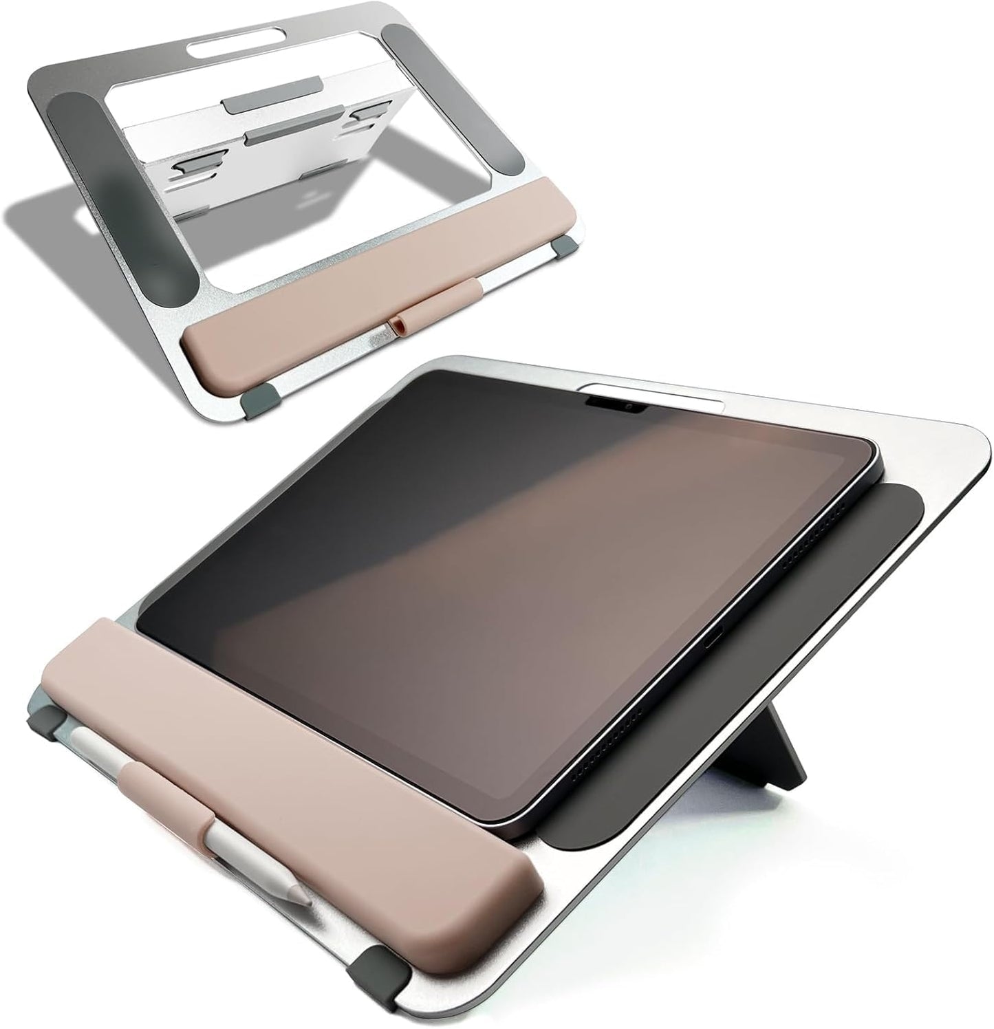 Aluminum Tablet Stand for iPad Air Pro Samsung Galaxy Tab and More 9.7/10.2/10.9/11/13inch,Adjustable Portable Mountwith Wrist Rest & Pencil Holder,Drawing/Desk/Writing (Silver)
