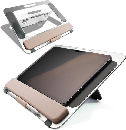 Aluminum Tablet Stand for iPad Air Pro Samsung Galaxy Tab and More 9.7/10.2/10.9/11/13inch,Adjustable Portable Mountwith Wrist Rest & Pencil Holder,Drawing/Desk/Writing (Silver)