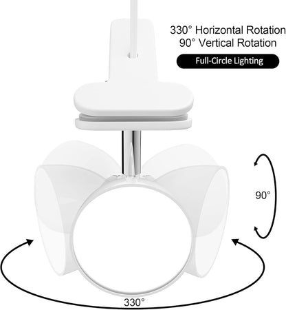 deeloop Clip on Light 5W Ultra Bright 330° Rotation Book Reading Clip on Lamp for Bed/Bedside Headboard/Table/Bunk/Desk Lighting Black