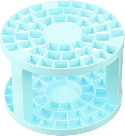 PATIKIL 1pcs White Minimalist Plastic Paint Brush Holder, 49 Holes Round Artist Desk Makeup Pencil Organizer