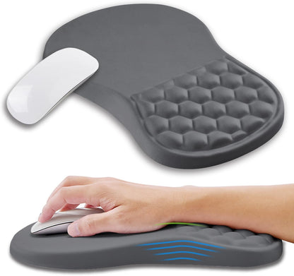 Ergonomic Mouse Pad Wrist Support with Memory Foam Massage Bulge, Carpal Tunnel Pain Relief Mousepad Wrist Rest for Mouse(12x8 inch, Silver Gray Light Purple)