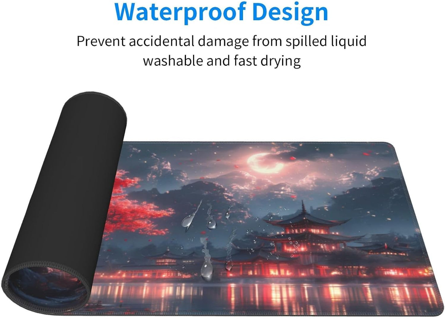 Japanese Mouse Pad, Large Japanese Desk Mat, XL Anime Gaming Keyboard Mat, Non-Slip Rubber Base, Big Extended Desk Protector for Home Office, 31.5”x11.8”