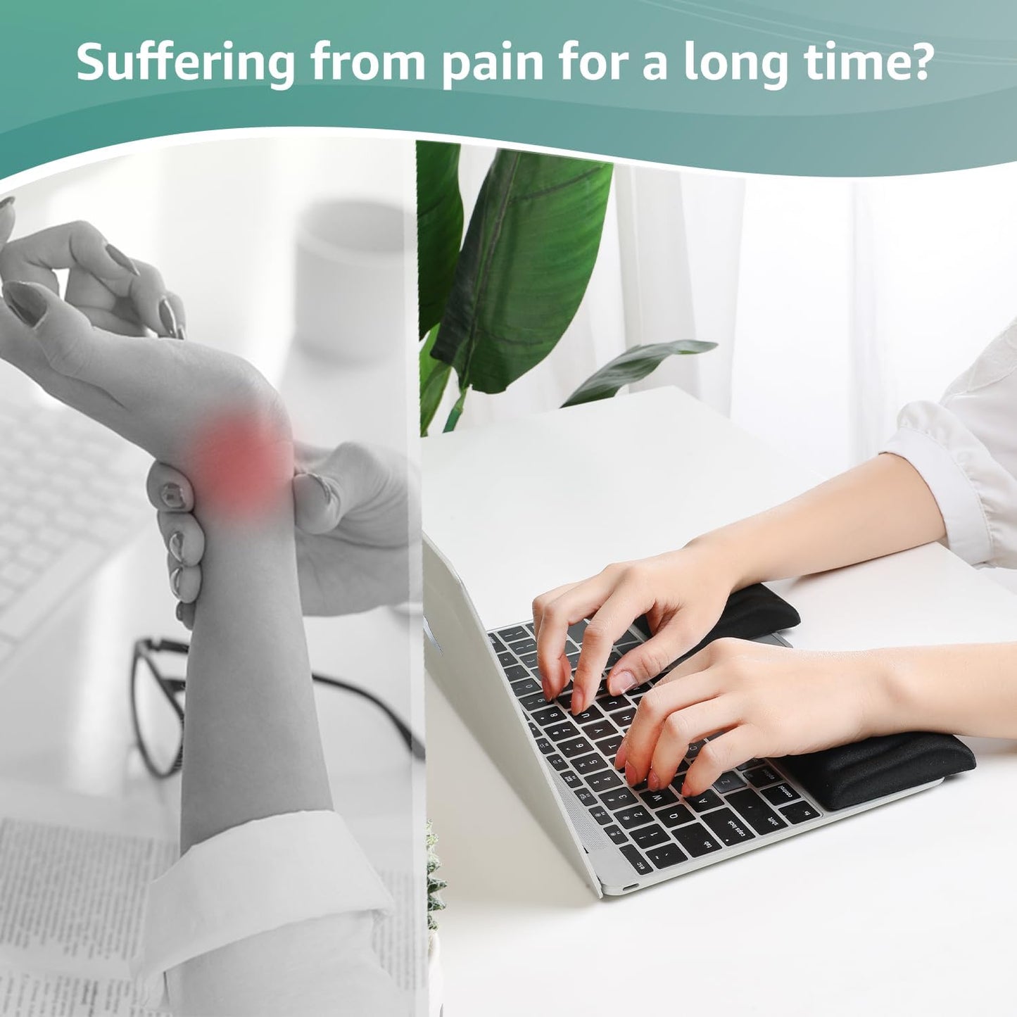 L-Shaped Desk EdgeRest, 2-Piece Set, Plam & Wrist & Forearm & Elbow Comfort Support for Table or Desk Edge, Non-Slip, Memory Foam Padding, Ergonomic Design, Separate Design (11.8 * 3.9 inch)