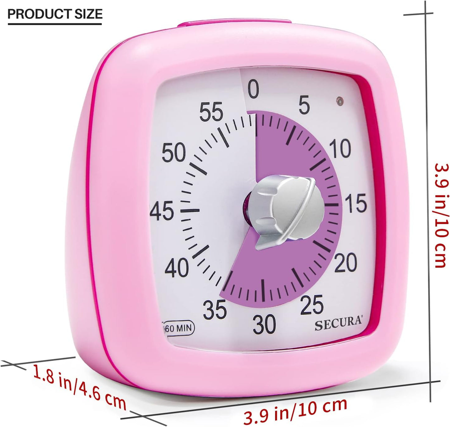 Secura 60-Minute Visual Timer, Silent Study Timer for Kids and Adults, Time Clocks, Time Management Countdown Timer for Teaching (Black & Cloud)
