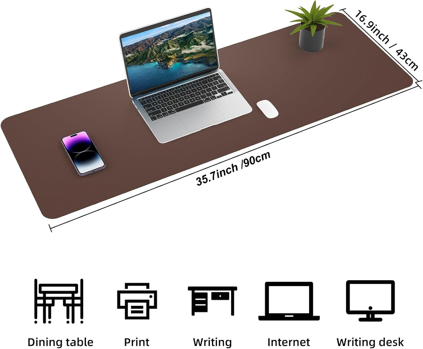 AFIING Large Desk Mat 47" x 17", Dual-Sided Natural Cork & PU Leather Desk Pad, Non-Slip Waterproof Mouse Pad for Office, Home & Gaming, Black