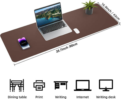 AFIING Large Desk Mat 47" x 17", Dual-Sided Natural Cork & PU Leather Desk Pad, Non-Slip Waterproof Mouse Pad for Office, Home & Gaming, Black