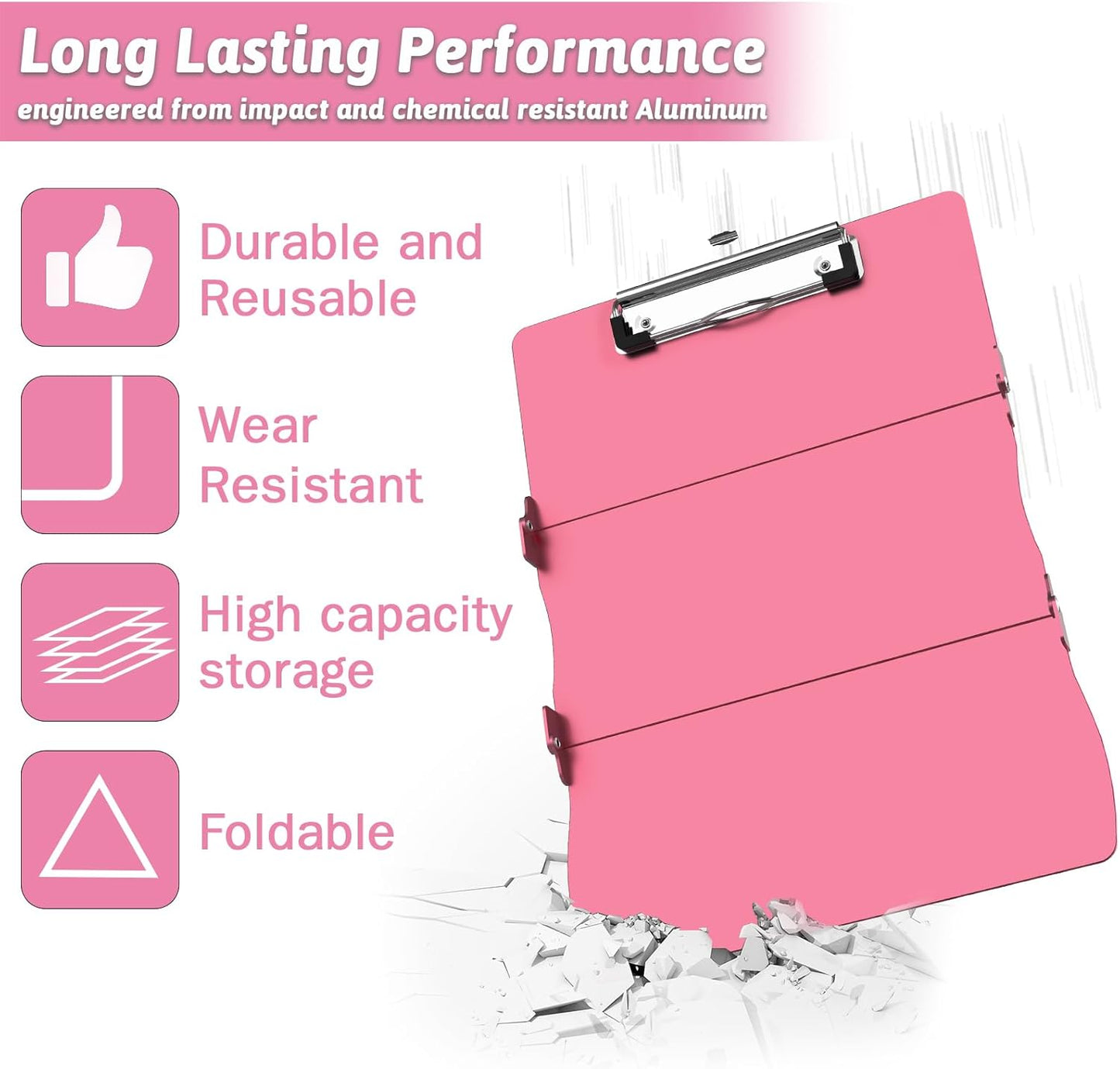 Clipboard Foldable Without Edition Cheat Sheets Aluminum 3 Layers Foldable Clipboards Pocket Size Profile Clip Clipboards Notepad for Students, Nurses,Contractor Trucker Driver