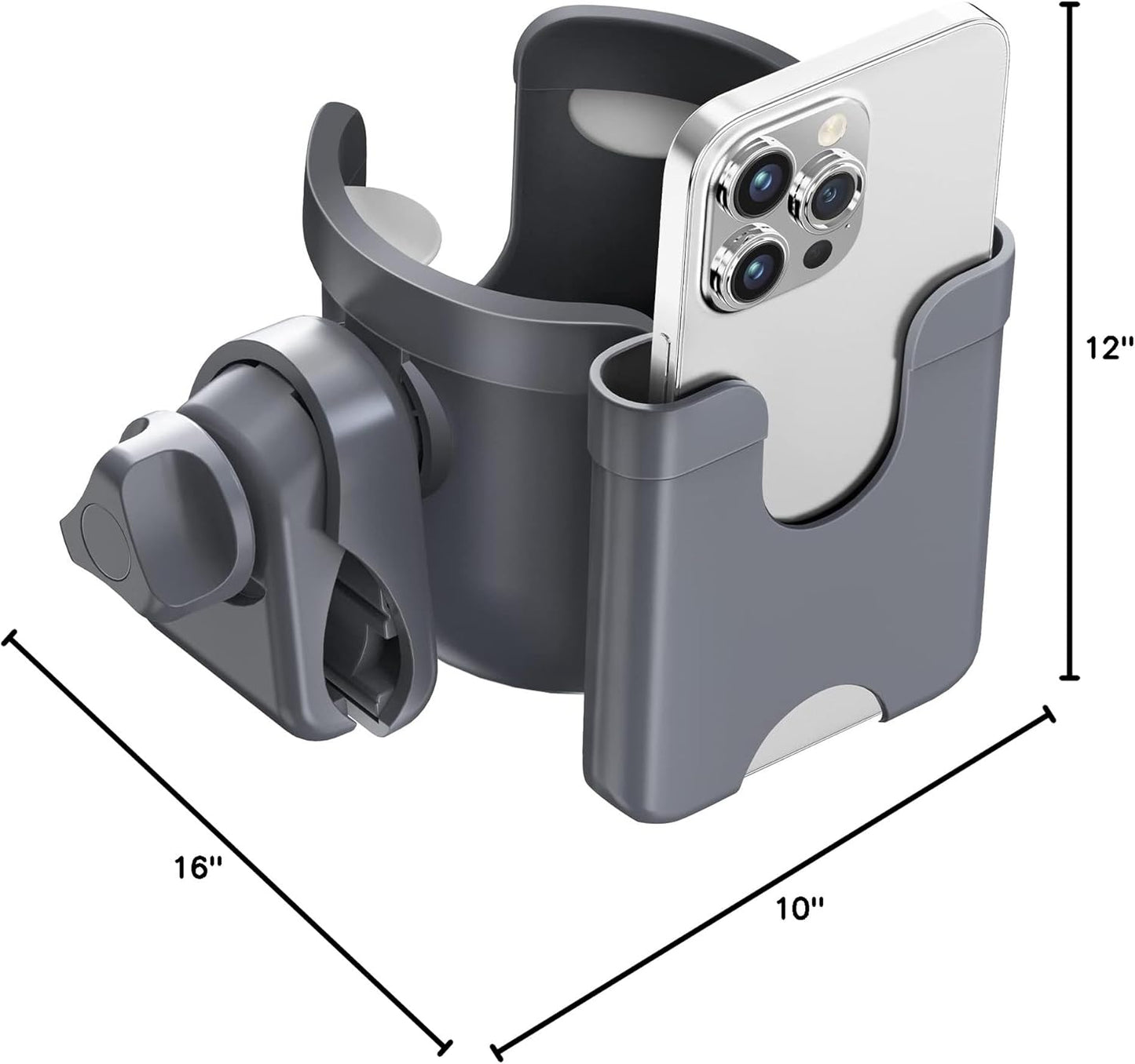 Guiseapue Cup Holder for Walker: Stroller Cup Holder Attachment with Phone Holder, Wheelchair/Stroller Accessories for Rollator, Bike, Scooter, Baby Essentials, Gifts for New Mom