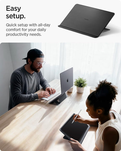 Spigen Slim Fold Portable Laptop Stand Keyboard Riser Foldable Ergonomic Angle Lift Anti-Slip Compatible with MacBook Neo, MacBook Air, MacBook Pro 11"-16" and iPad/Air/Pro and More - Black (LD201-S4)