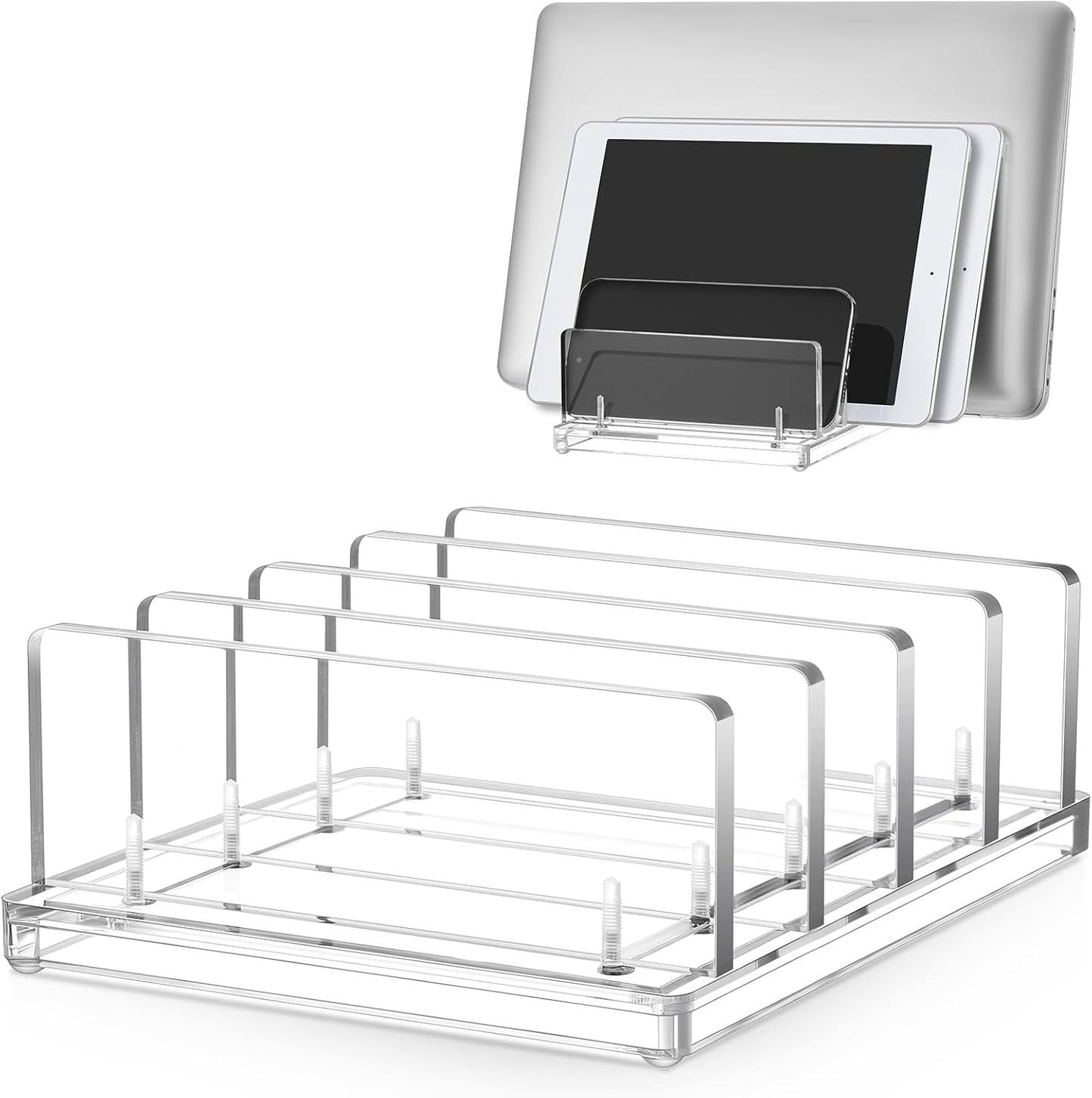 Chunful Adjustable Vertical Laptop Stand for Desk, Acrylic 3 Slot Laptop Holder Desktop, Invisible Desktop Notebook Dock for Notebook Computer, All Gaming Laptops up to 17''