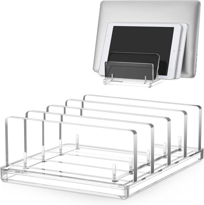 Chunful Adjustable Vertical Laptop Stand for Desk, Acrylic 3 Slot Laptop Holder Desktop, Invisible Desktop Notebook Dock for Notebook Computer, All Gaming Laptops up to 17''