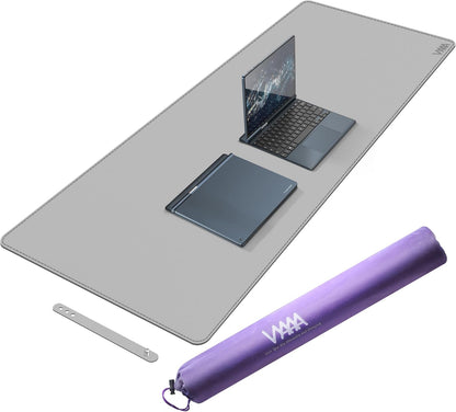 Vyaaa PU Leather & Cork Desk Mat, 39.4"x15.7" Dual Sided Computer Desk mat, Waterproof Large Mouse Pad, Non-Slip Office Desk pad, Office Desk Protector for Work/Gaming/Home (Black)