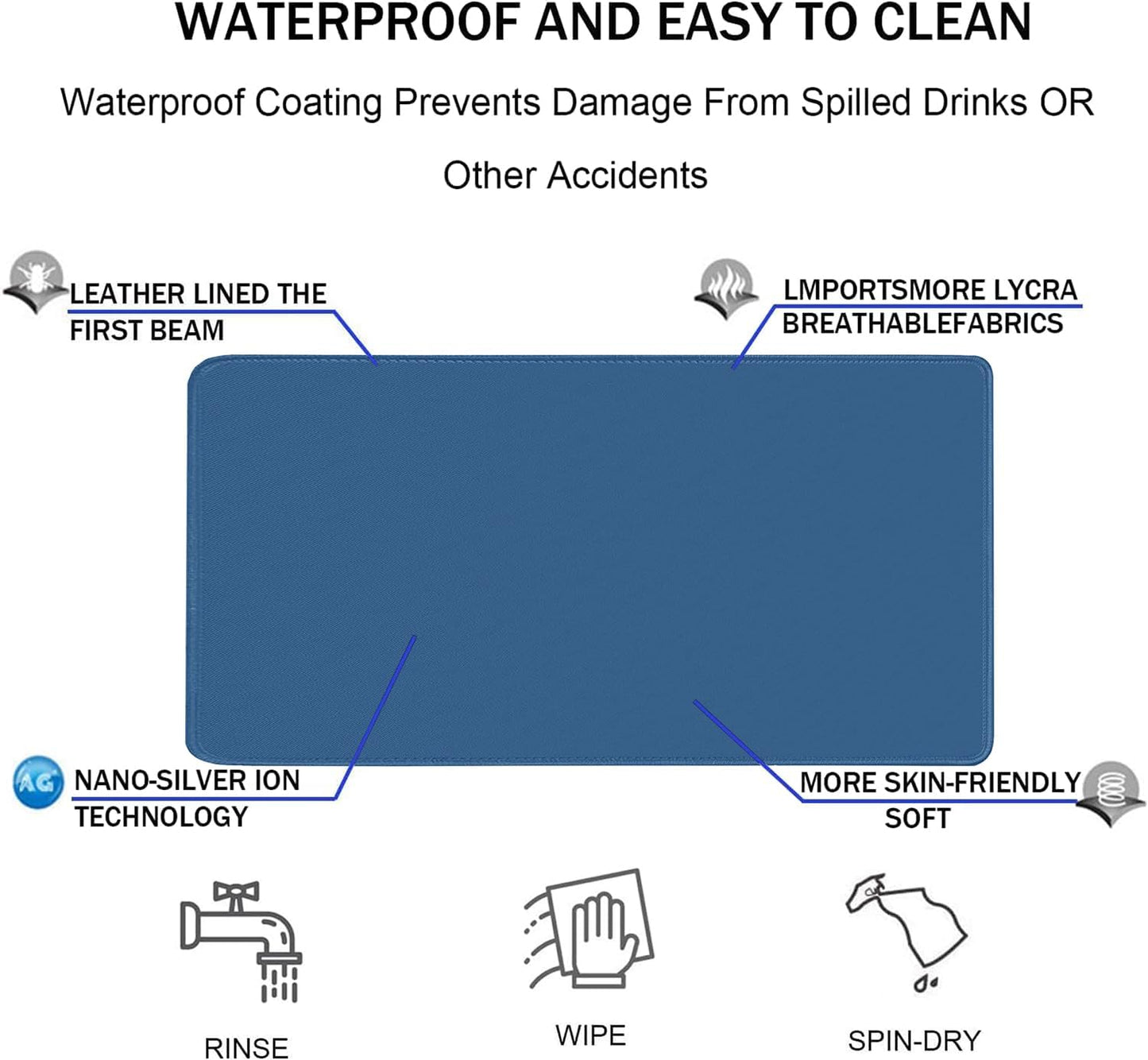 Large Gaming Mouse Pad, XXL Extended Computer Keyboard Mouse Mat with Stitched Edges, 31.5" x 15.7" Non-Slip Waterproof Rubber Base Office Big Long Mousepad for Work, Game, Office, Home, Black
