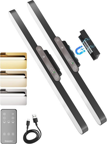 5W Rechargeable Motion Sensor Light Bar, 2000mAh Dimmable Under Cabinet Lighting Wireless with Digital Battery Display, 130° Rotatable Magnetic Closet Lights, Remote Control Stick on Lights Dorm