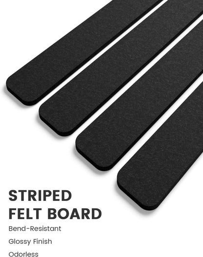 Fluxynara Cork Board Alternative Felt Strip Board 8-Pack 13"x2", Office Pin Board with 50 Push Pins, Adhesive Install for Bedroom Door & Home Office(Linen Dusk)
