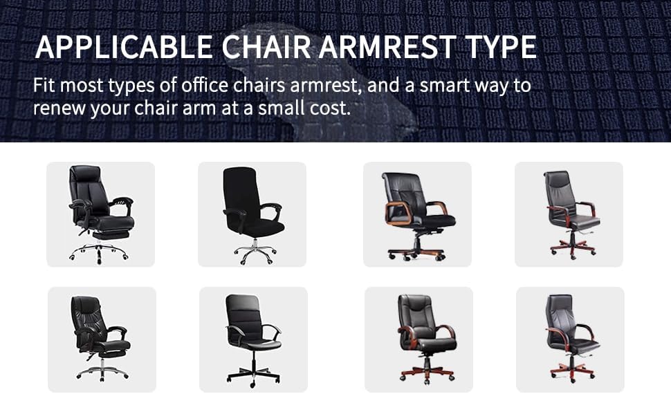FORCHEER Office Chair Armrest Covers 12-15 Inch Velvet Elastic Black Arm Rest Covers for Desk Computer Chairs Washable